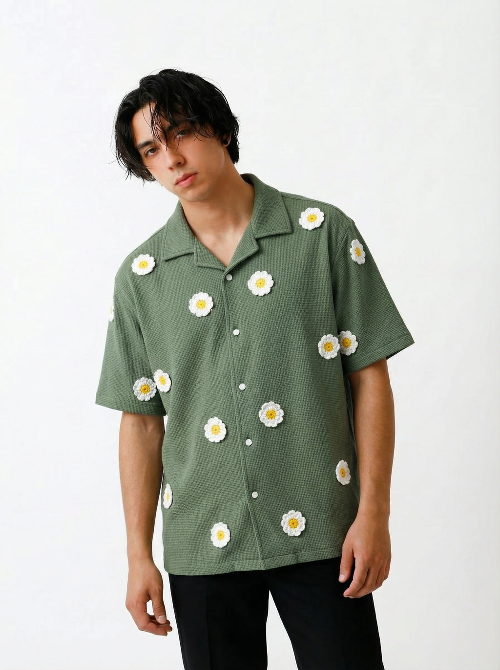 Crochet Olive Shirt