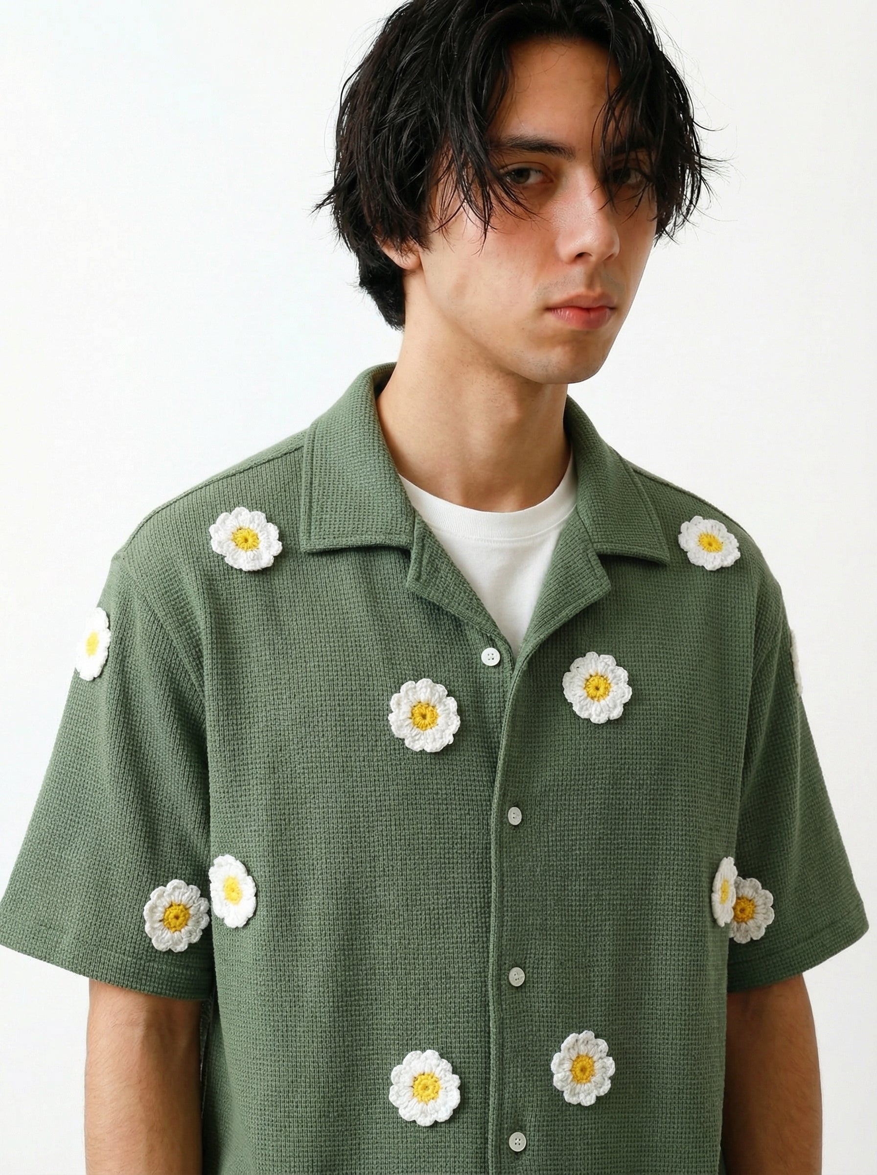 Crochet Olive Shirt